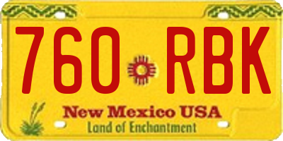 NM license plate 760RBK