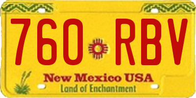 NM license plate 760RBV