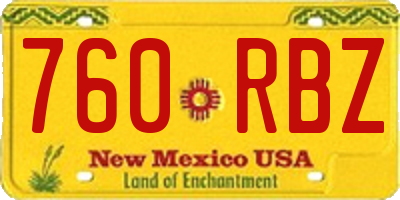 NM license plate 760RBZ