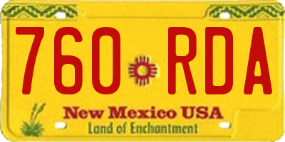 NM license plate 760RDA