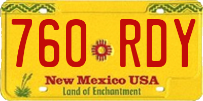 NM license plate 760RDY