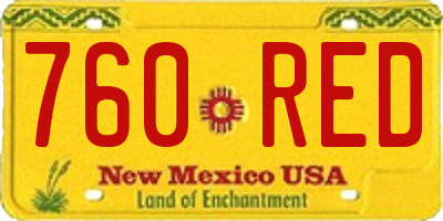 NM license plate 760RED
