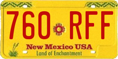 NM license plate 760RFF