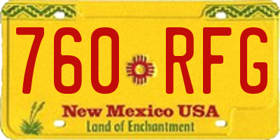 NM license plate 760RFG