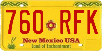NM license plate 760RFK