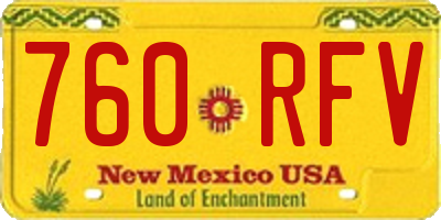 NM license plate 760RFV