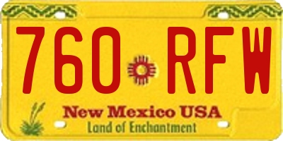 NM license plate 760RFW