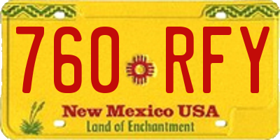 NM license plate 760RFY