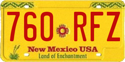NM license plate 760RFZ