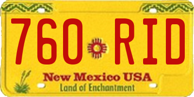 NM license plate 760RID