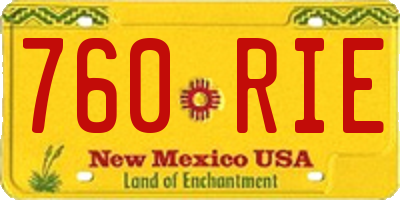 NM license plate 760RIE