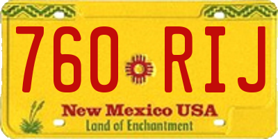NM license plate 760RIJ