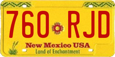 NM license plate 760RJD
