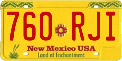 NM license plate 760RJI
