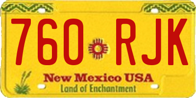 NM license plate 760RJK