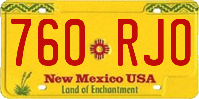 NM license plate 760RJO