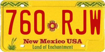 NM license plate 760RJW