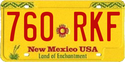 NM license plate 760RKF
