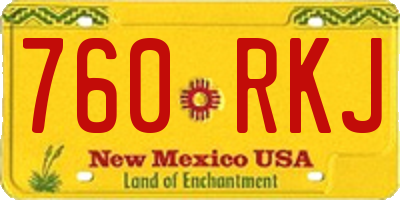 NM license plate 760RKJ
