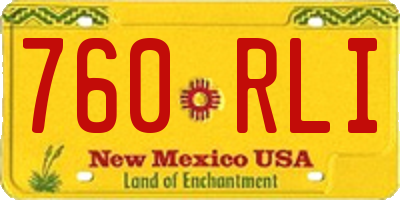 NM license plate 760RLI