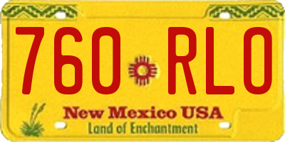 NM license plate 760RLO