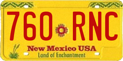 NM license plate 760RNC