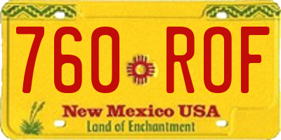 NM license plate 760ROF