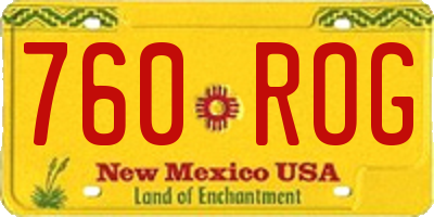 NM license plate 760ROG