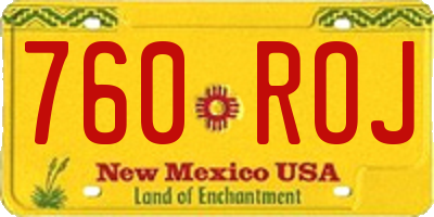 NM license plate 760ROJ