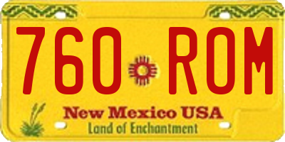 NM license plate 760ROM