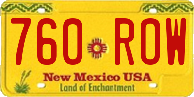 NM license plate 760ROW