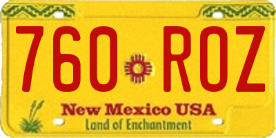 NM license plate 760ROZ