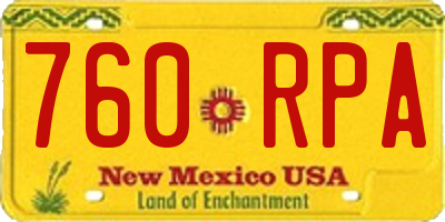 NM license plate 760RPA