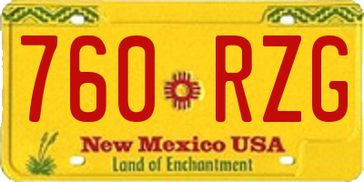 NM license plate 760RZG