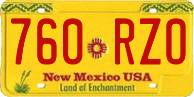 NM license plate 760RZO