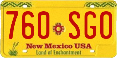 NM license plate 760SGO