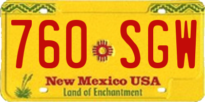 NM license plate 760SGW