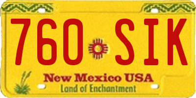 NM license plate 760SIK
