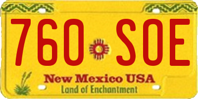 NM license plate 760SOE
