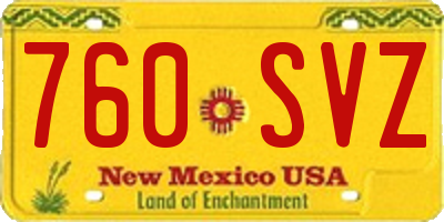 NM license plate 760SVZ