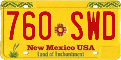 NM license plate 760SWD