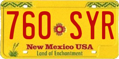 NM license plate 760SYR