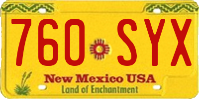 NM license plate 760SYX