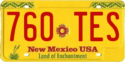 NM license plate 760TES
