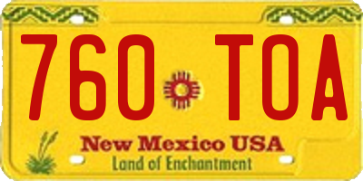NM license plate 760TOA