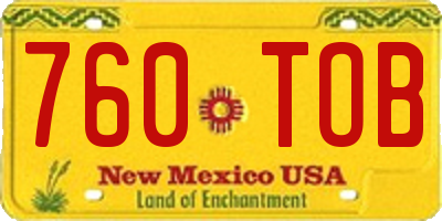 NM license plate 760TOB