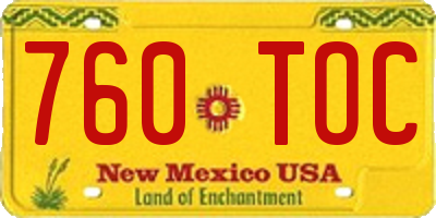 NM license plate 760TOC