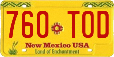 NM license plate 760TOD