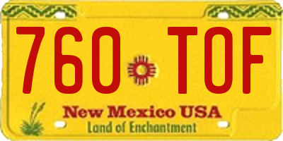 NM license plate 760TOF