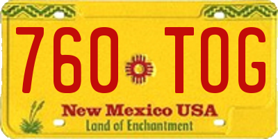 NM license plate 760TOG